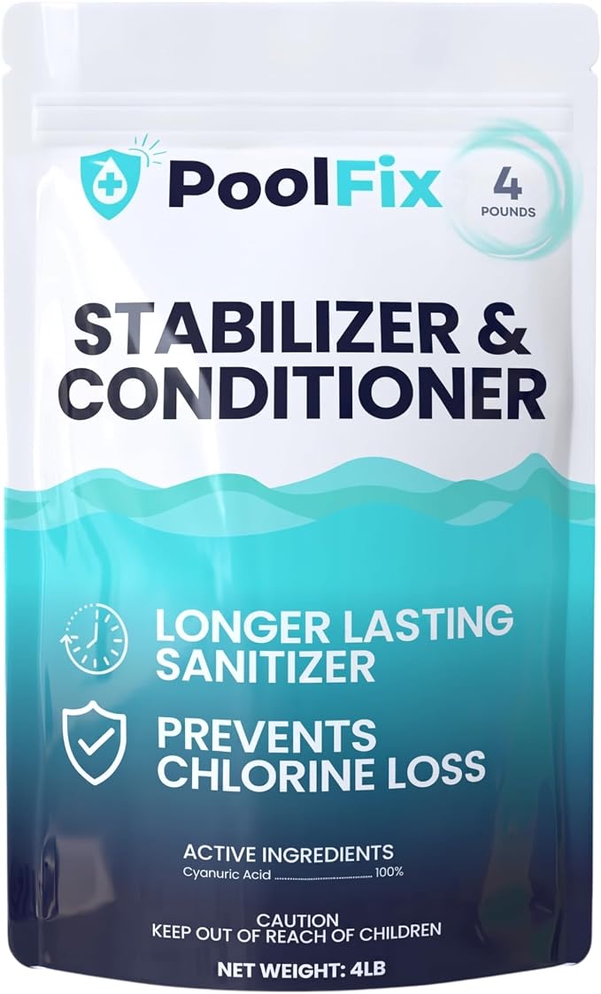 Stabilizer & Conditioner - 4lb Resealable Bag | Cyanuric Acid for Pool Water Balance, Increase Chlorine Efficiency | Long-Lasting Chlorine Stabilizer