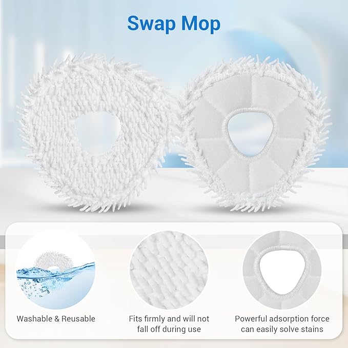 6 Pcs Freo Mop Pads Compatible with for Narwal Freo, Freo Pro, Freo X Ultra, Z Ultra, Freo Z 10, Freo X10 Pro Robot Vacuum Cleaner, Washable and Reusable Mop Pads White