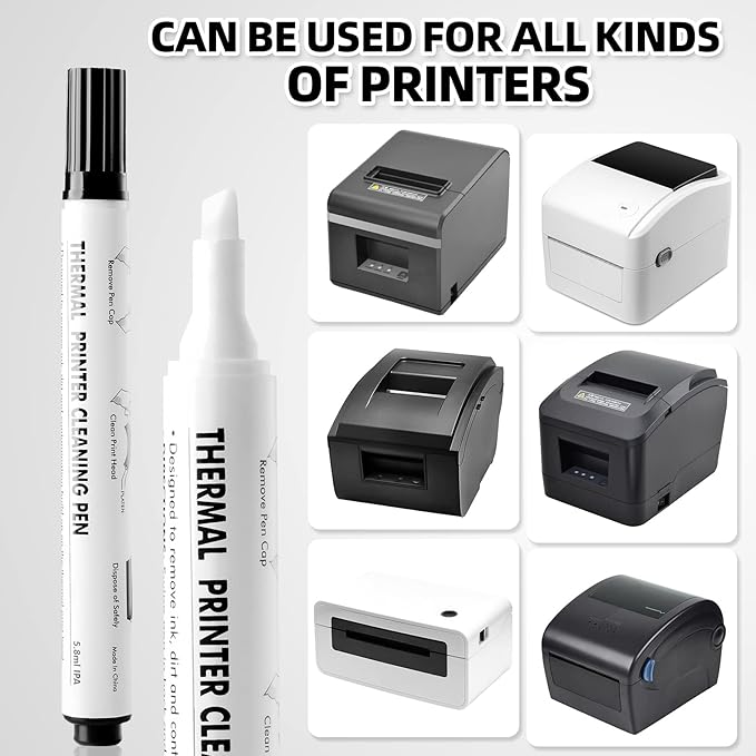 Thermal Printer Cleaning Pen, Universal Thermal Print Head Cleaning Kit for POS & Card Printer, Thermal Receipt (12PCS)