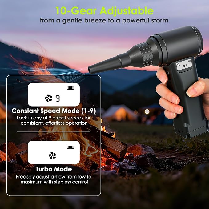 Electric Compressed Air Duster, 300,000RPM Cordless Air Blower for Dust Removal, Duster/Vacuum 2-in-1 with 10 Speeds, 20000mAh Rechargeable & 5 Nozzles Dust Blower for PC, Keyboard, Car, Outdoor