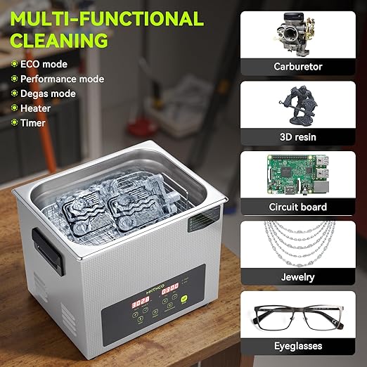 Commercial Ultrasonic Cleaner, ECO Mode, Heating, Degas Mode, ECO Energy-Saving Ultrasonic Cleaning Machine Excellent for Labs,Carburetor,Jewelry,Dentures,Automotive & Industrial Parts. (10L)