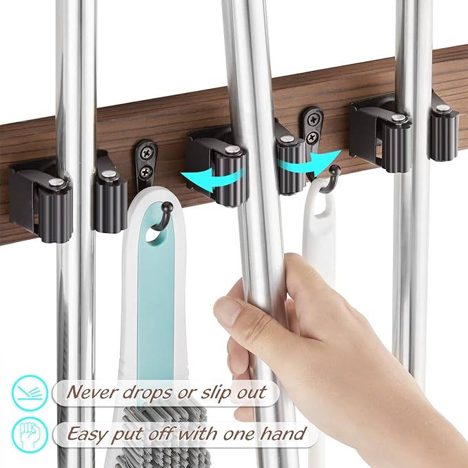 OUTNILI Broom Holder and Coat Rack Wall Mounted Bundle