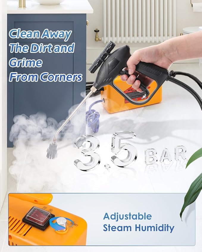 High Pressure Steam Cleaner, 1700W Handheld Steamer for Cleaning Grout Tile, Hand Held Portable Steam Pressure Washer for Car Cleaning Steamer High Heat for Home 110V