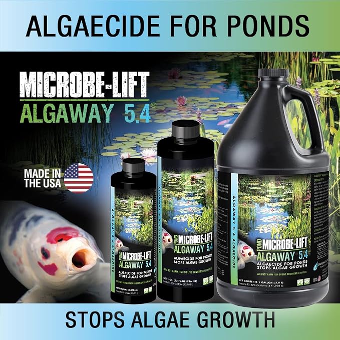 MICROBE-LIFT ALGA32 Algaway 5.4 Algae Control Treatment for Ponds and Water Garden, Safe for Koi Fish, Goldfish, Plants, and Decorations, 32 Ounces | MICROBE-LIFT Sludge-Away Pond and Outdoor Water Garden Sludge and Muck Remover, Safe for Live Koi Fish...