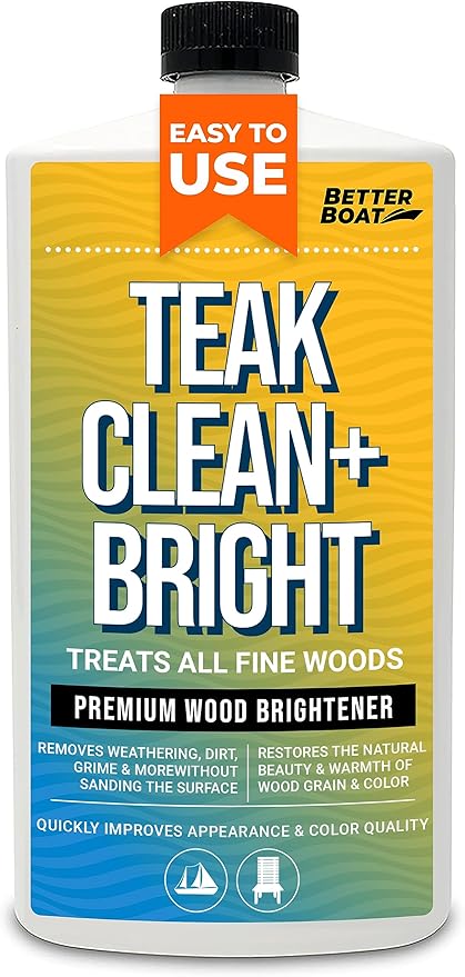 Better Boat Teak Cleaner and Brightener for Wood, Teak Oil or Sealer for Boats, Indoor Furniture, Shower Stools, and Outdoor Wood Furniture Restorer for Stains