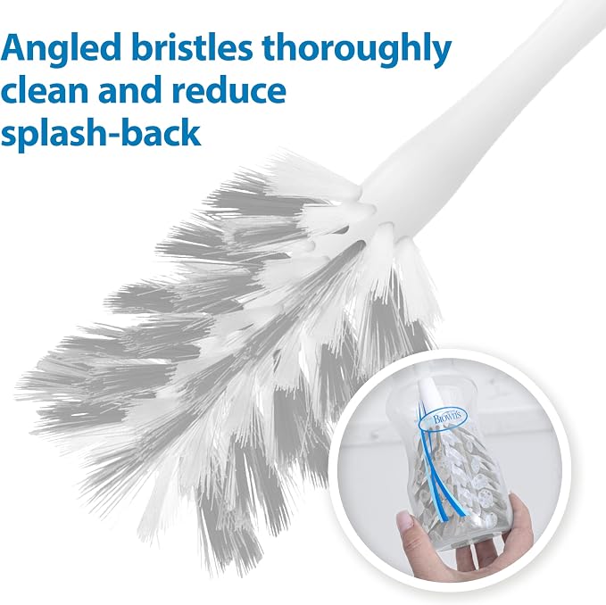 Dr. Brown's Deluxe Bottle Brush for Cleaning Baby Bottles, Nipples, and Sippy Cups with Suction Cup Stand and Vent Brush, BPA-Free, Gray, 1-Pack