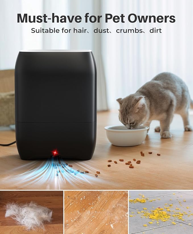 LyriFine Touchless Vacuum Automatic Dustpan, 6-Pack Dustbags Automatic Dustpan with Nozzle Attachment, Auto Sensors Hair Vacuum for Salons, 2 Cleaning Modes Electric Dustpan for Floors Pet Hair Food
