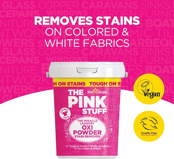 Stardrops - The Pink Stuff - The Miracle Laundry Stain Removing Kit - Oxi Powder Whites - Oxi Colors - Oxi Stain Spray (1 White's Powder, 1 Color's Powder, 1 Stain Remover), 3 Piece Set (PSLWCS)