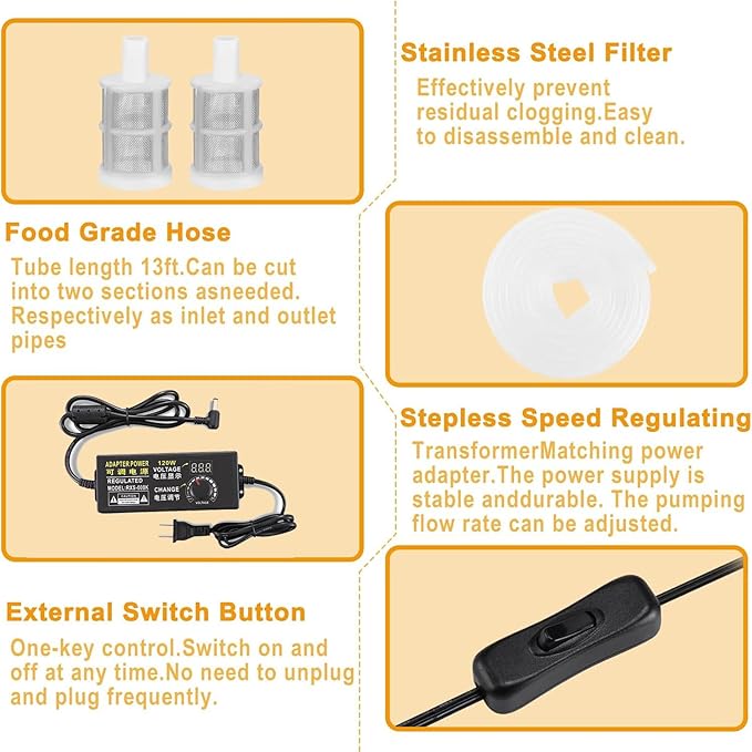 Household Electric Wine Transfer Pump 100-230V Speed Adjustable Food Grade Self-Priming Beer Pump Ideal for Pumping Wine Beverages Filter (Wine Transfer pump)