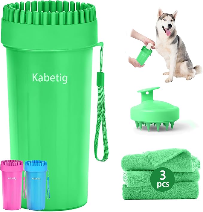 Dog Paw Cleaner Cup with Detachable Top Brush for Large & XL Dogs | Quick-clean muddy paws with soft bristles, one-step top brush grabs loose fur, lazy-friendly design, fits paws 2.5-3.5“ wide