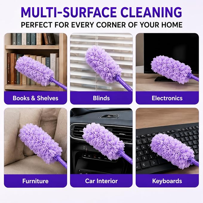 30 Count 360°Heavy Duty Duster Refills(for Swiffer), Multisurface Duster Refills Only, Unscented Disposable for Cleaning with 4X Microfibers for Electronics, Furniture, Blinds, Ceiling Fans