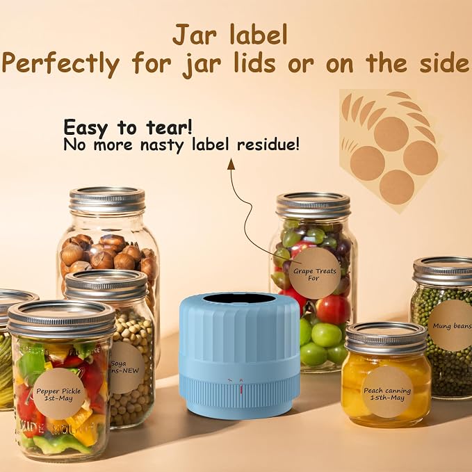 HTPOW Mason Jar Vacuum Sealer, Auto Sealing for Regular and Wide Mouth Jars | Meal prep, food storage, one-touch operation, regular and wide mouth jars, 1300mAh battery, reusable lids