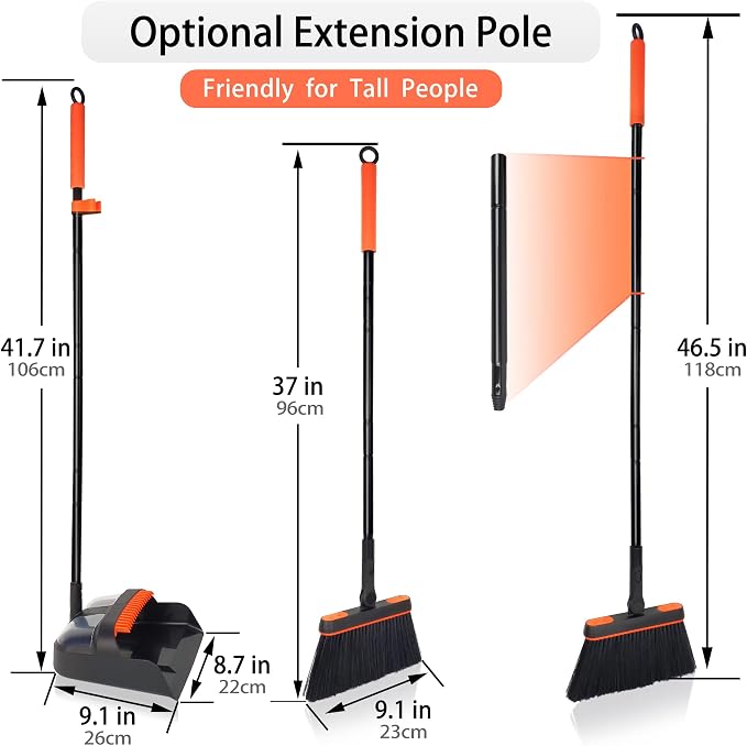 JEHONN Carpet Floor Sweeper with Horsehair, Broom and Dustpan Set for Home