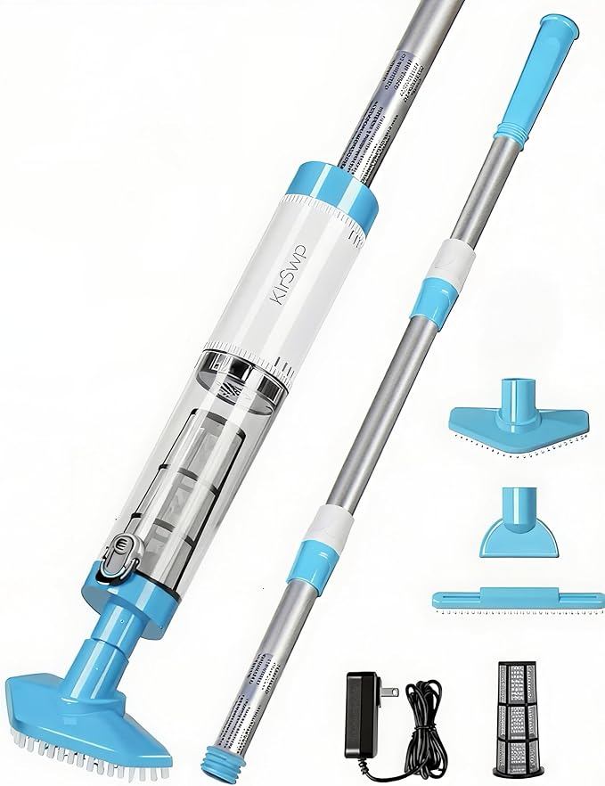4-in-1 Cordless Rechargeable Small Pool Hot Tub Spa Pond Vacuum, Handheld Pool Cleaner Ideal for Spas, Hot Tubs Pond & Small Pools – 2026 New Model