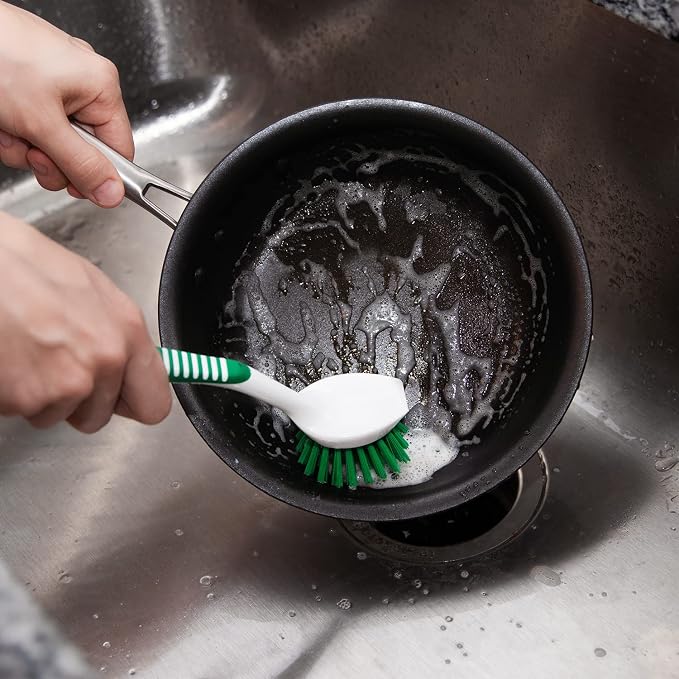 Libman Scrub Brush Kit with 3 Durable Brushes - Tile, Grout, Bathroom, Kitchen + Green & White Cleaning Brush Kit, 3-Piece All-Purpose Set 2406