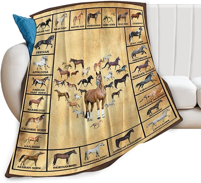 Tijuboni Horses Throw Blanket Horse Gifts for Girls Boys Women Men Kids Adults Soft Flannel Fleece Blanket for Couch Sofa Bed Home Decor 60"x80"