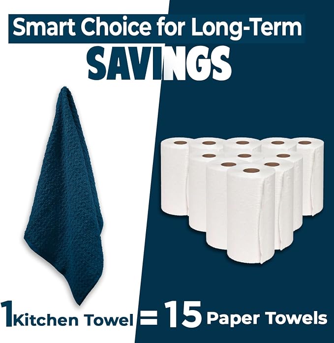 DAN RIVER Premium Blue Opal Kitchen Towels - [Pack of 6] 100% Cotton (16x 26 Inches) -Super Soft, Highly Absorbent Hand Towels, Quick Dry, Dish Towels, Tea and Bar Towels Set