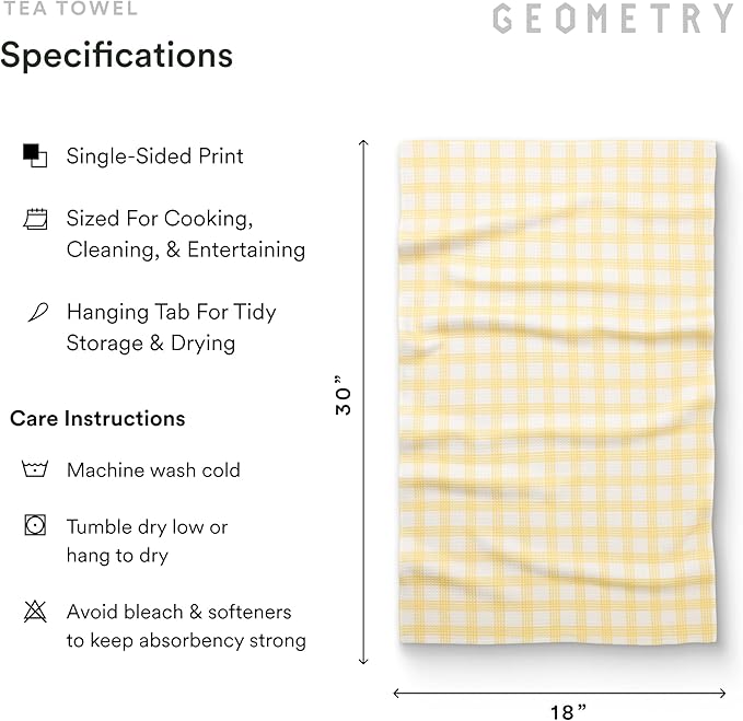 GEOMETRY Tea Towels – Spring & Summer Collection – Quick-Dry, Ultra-Absorbent, Reusable Microfiber Kitchen Towels for Drying & Cleaning - Sunbeam - 2 Pack