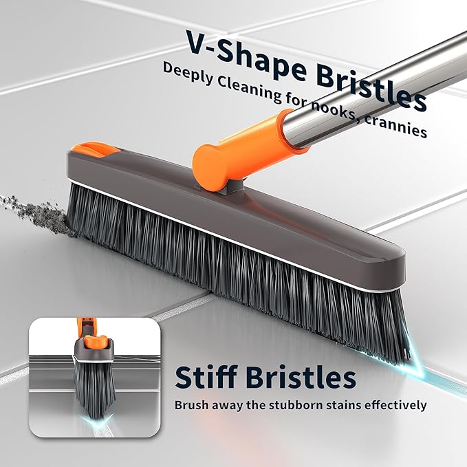 AIR U+ Floor Scrub Brush and Grout Brush with Long Handle