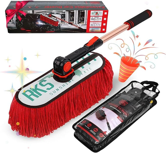 Auto Duster Extendable Handle, Car Exterior Scratch Free, Wax Cotton Hair Brush Kit for Truck SUV RV Motorcycle, Cleaning No Lint (Sunshine State Designer License Plate) - Gifts for Men Women