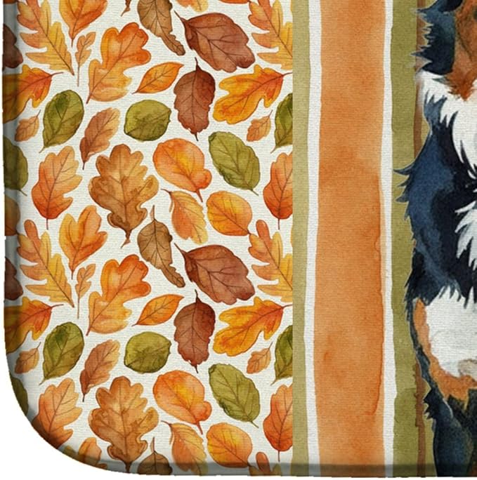 Caroline's Treasures Black Tri American Shepherd Heirloom Fall Dish Drying Mat Absorbent Dish Drying Mat Pad for Kitchen Counter Dish Drainer Mat for Countertop, 14 x 21", Multicolor