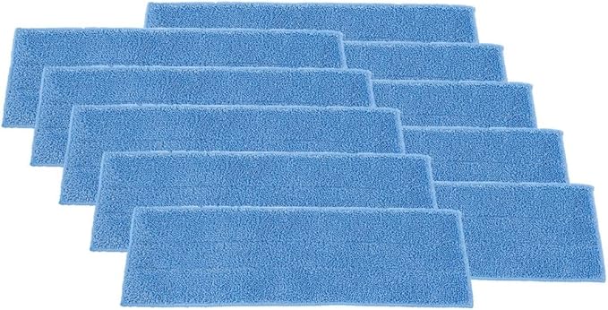 Superio Microfiber Mop Pads Washable Microfiber Refill for Superio Miracle Mop, Microfiber Mop Replacement Head with Velcro, 16 Inch Blue Mop Refill for Flat, Spray Mop Set, 12 Pack