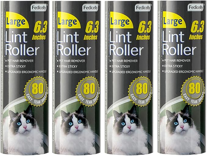 Fedicelly Lint Rollers Pet Hair Extra Sticky Furniture,Cat Dog Hair Remover Laundry Clothes Carpet, 6.3 inches Wider with 640 Sheets Large Lint Remover Brush for Couch