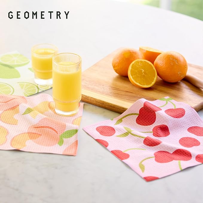 GEOMETRY Kitchen Dish Cloths - Spring & Summer Collection - Premium Dishcloths with Geoweave - Absorbent & Fast Drying Kitchen Towels - Green Goddess, 10" x 10" - 3-Pack