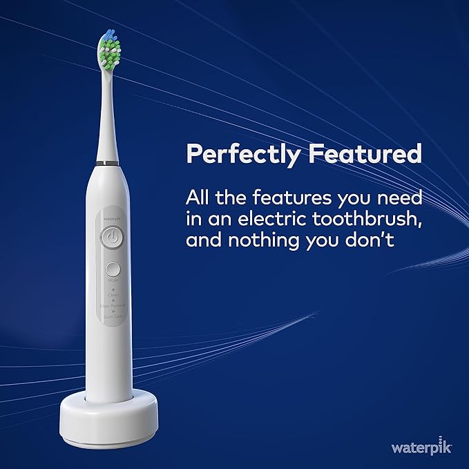 Waterpik Sensonic Sonic Electric Toothbrush, Rechargeable Toothbrush for Adults with 3 Modes, Travel Case, USB Charger, White STW-03W020, Packaging May Vary
