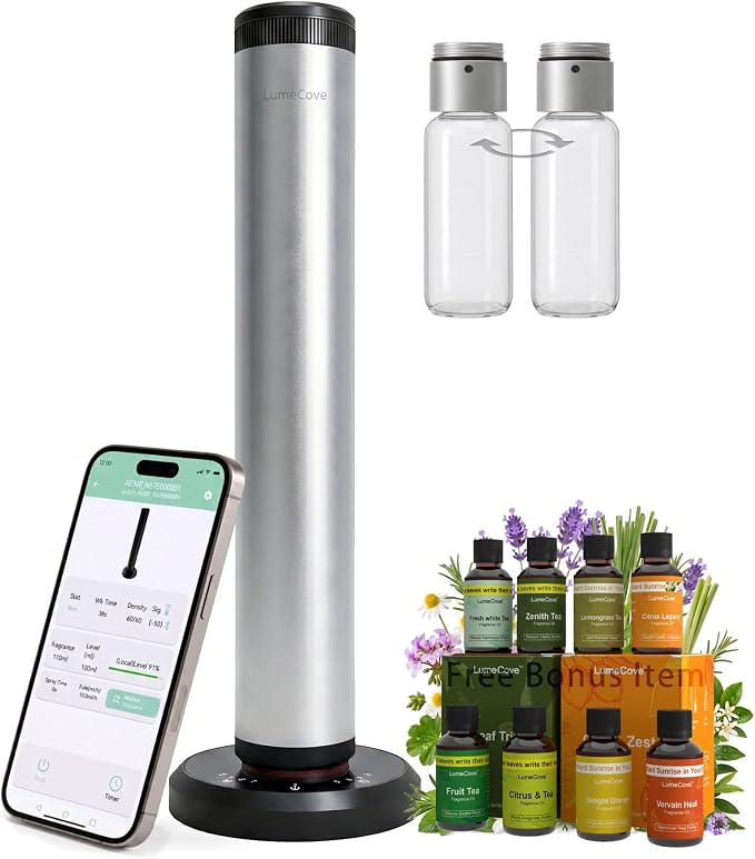 Waterless Diffuser with App Hotel Scent Diffuser 1000 sq.ft Large Room | Premium electric oil scent diffuser machine. This elegant cold air diffuser brings five-star ambiance to your Home