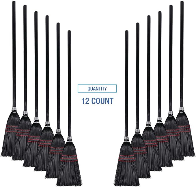 Boardwalk BWK951BP Flag Tipped Poly Bristle 37 in. - 38 in. Length Lobby Broom - Natural/Black (1 Dozen)