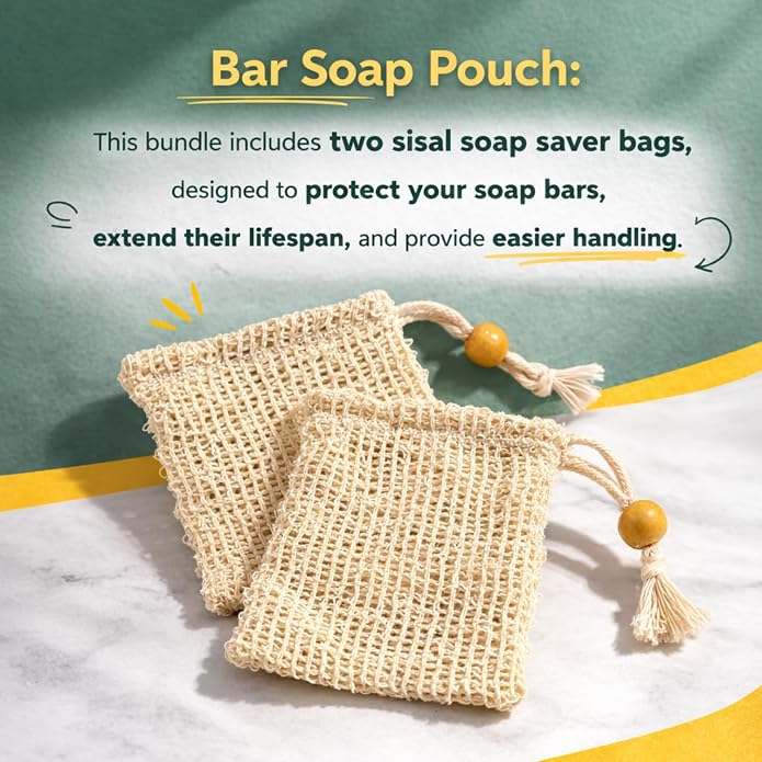 AMSY Stain Remover Bundle - Laundry Brush with Soap Dispenser & 2 Sisal Pouches Bundled with 2 Pack of Fels Naptha Laundry Bars