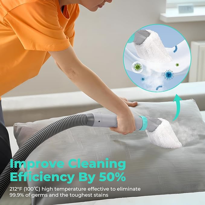 HAUSHOF Steam Carpet and Upholstery Cleaner, Include Spot & Stain Cleaner（US plug）, Medium, White, HH24016AE