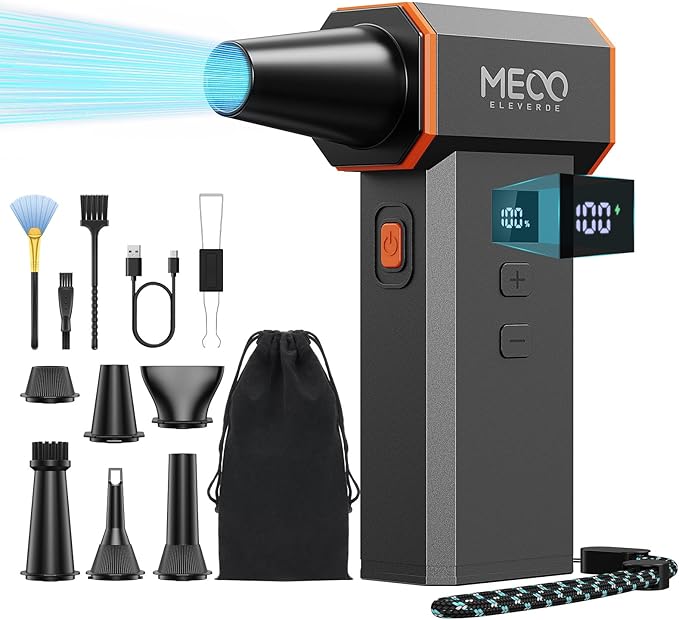 Electric Air Duster 220,000 RPM 100 Stepless Levels, Brushless Motor & LED Display Cordless Air Duster with Cleaning Kit, Mini Dust Blower for PC, Keyboard, Car, Home & Outdoor