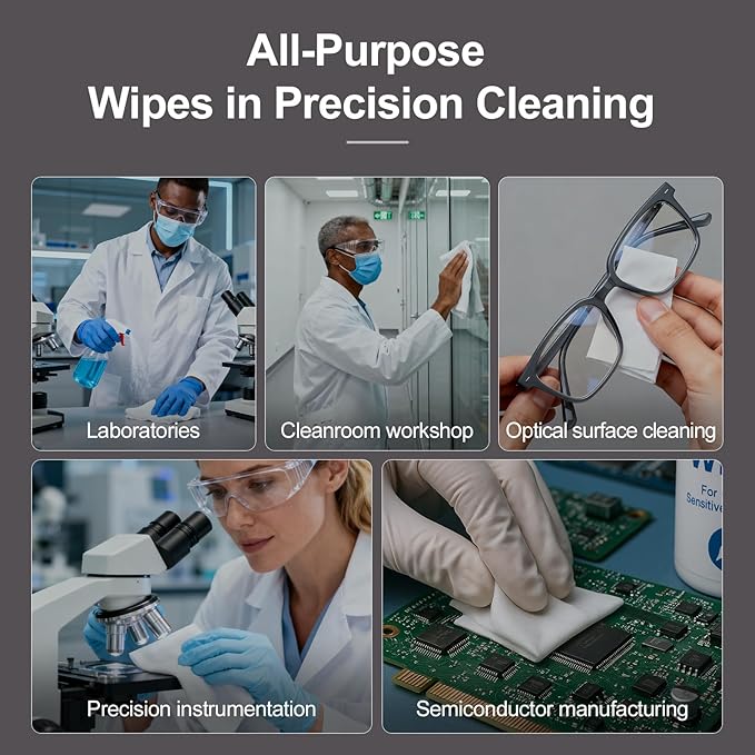 AAwipes Double Knit 100% Polyester Wipers Light Weight Version (120GSM, 9"X9", 150pcs/bag) Cleanroom Cloth Wipes Laser Sealed Edge, Ultra-soft (CP12009)