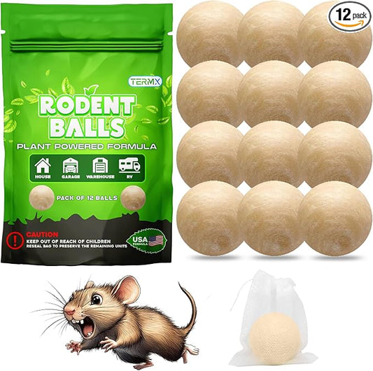 12Pack Rodent Repellent Balls Moth Balls for Rodents Mothballs for Rodents or Mothballs for Outdoor Pests Mice Repellent Indoor Rat Repellent for House Attic Basement Office Garage RV etc