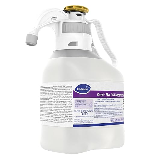 Oxivir Diversey 5019296 Five 16 One-Step Hospital Strength Disinfectant Liquid Cleaner, Accelerated Hydrogen Peroxide, SmartDose Concentrate, 1.4-Liter