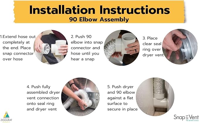 STV-M Space-Saving Dryer Vent – Airtight Seal, Durable Build, Complete Duct Connection Kit – Designed for Tight Spaces by Ziggurat