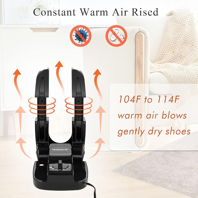 Boot Dryer Shoe Dryer with Timer, leapara Heat Blower Warmer for Work Boots, Gloves, Sweaty Feet, Sneaker, Portable Dryer with Foldable Rack (110V)