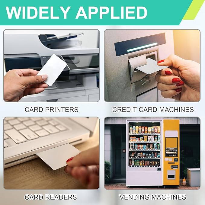 Sliner 200 Pcs Credit Card Reader Cleaner Cards Dual Side Cr80 Reader Cleaning Scanner Cleaning Sheets Pos Swipe Terminal for Printer Optical Credit Machines