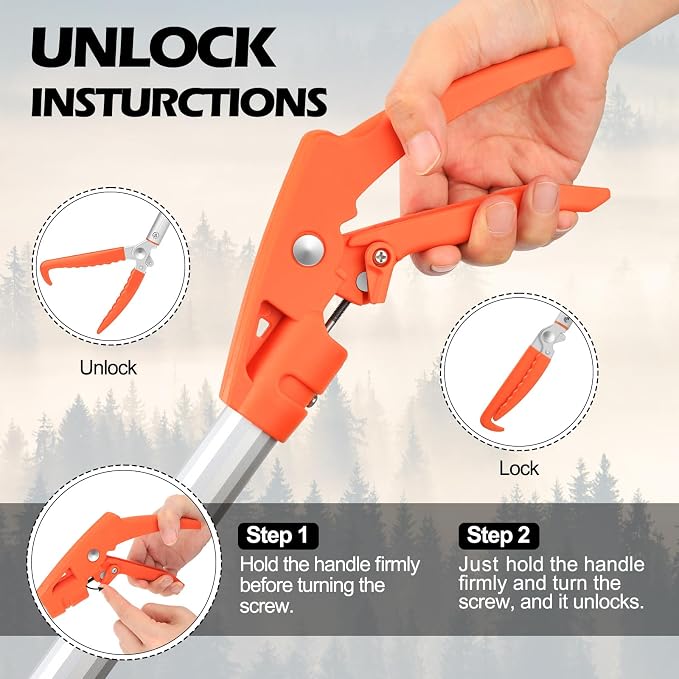 Kalkal Snake Grabber Tool, 62” Professional Aluminum Alloy Telescopic Rattle Snake Tongs, Reptile Grabber Snake Catcher Wide Jaw Handling Tool with Lock