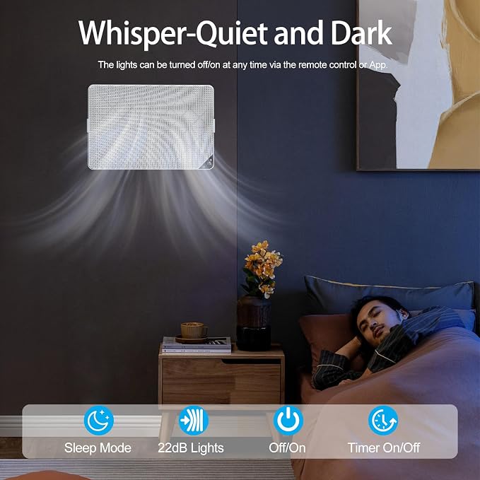 Wall-Mounted Air Purifiers for Home Dust Pollen Pets Hair Smoke in Bedroom, HEPA Air Purifier for Home Large room Covers Up to 1345 sq.ft, Sleep Mode, Auto Mode, WiFi/Remote Control, Timer