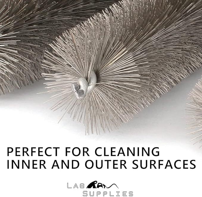 12 Inch Pipe Cleaning Brush Set with Stainless Steel Bristles, 8 Piece Variety Pack | for Auto Parts, Bottles, Guns, Tubes, etc.