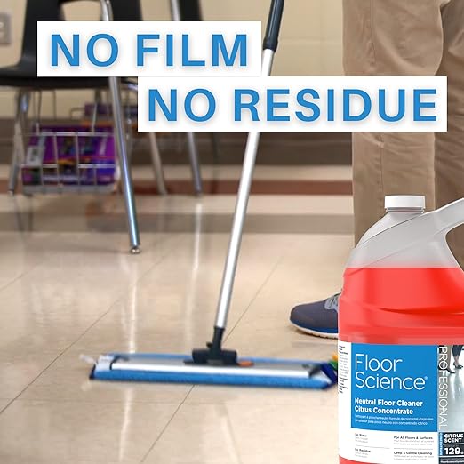 Diversey Floor Science CBD540441 Professional Neutral Floor Cleaner, Deep & Gentle Cleaning with No Residue, Citrus Scent, Concentrate, 1-Gallon