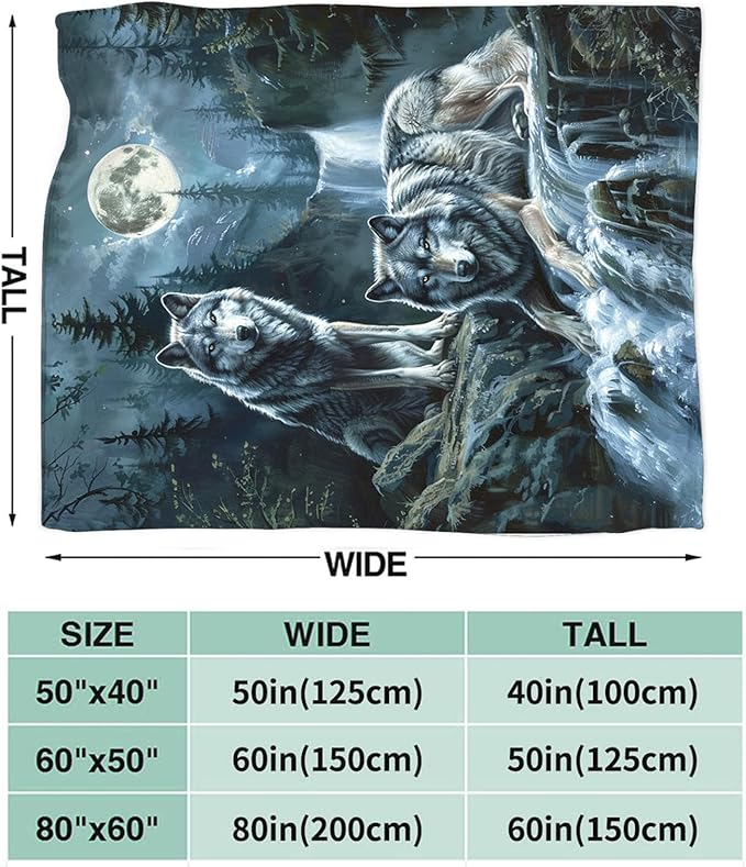 Tijuboni Wolf Throw Blanket Wolf Gifts for Girls Boys Women Men Kids Adults Soft Flannel Fleece Blanket for Couch Sofa Bed Home Decor 40"x50"