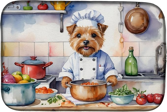 Caroline's Treasures DAC6290DDM Norfolk Terrier The Chef Dish Drying Mat Absorbent Dish Drying Mat Pad for Kitchen Counter Dish Drainer Mat for Countertop, 14 x 21", Multicolor