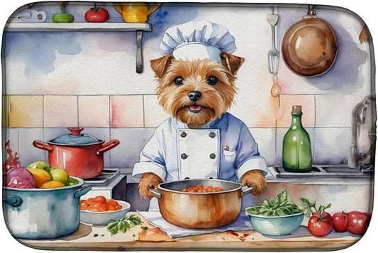 Caroline's Treasures DAC6290DDM Norfolk Terrier The Chef Dish Drying Mat Absorbent Dish Drying Mat Pad for Kitchen Counter Dish Drainer Mat for Countertop, 14 x 21", Multicolor