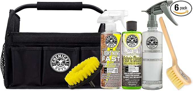 Chemical Guys CWS20316C6 Foaming Citrus Fabric Clean Carpet & Upholstery Carpet Cleaning & Stain Removing Kit with Caddy (6 Piece Kit featuring Lightning Fast Stain Extractor SPI_191_16)