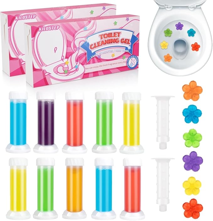 KILOSTEP Toilet Gel, 60 Count 5 Kinds Of Scent Toilet Cleaner Bowl Gel Stamp Kit Air Freshener