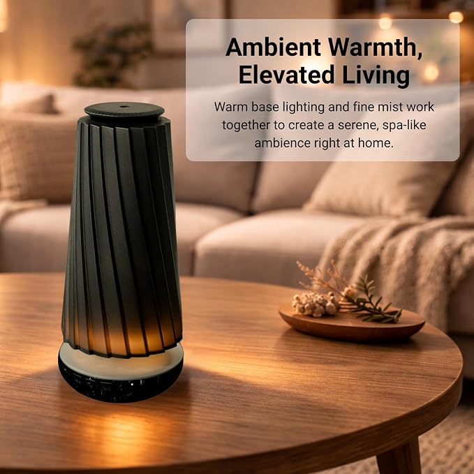 Black Pearl Smart Aroma Machine with Timer - Waterless Fragrance Oil Diffuser 100ml, Bluetooth and Manual Control, Whisper Quiet Operation, Rechargeable for Home, Office, Spa, and Hotel